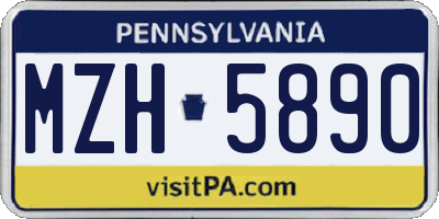 PA license plate MZH5890