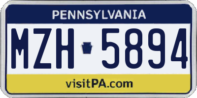 PA license plate MZH5894