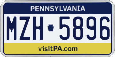 PA license plate MZH5896