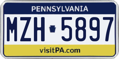 PA license plate MZH5897