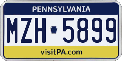 PA license plate MZH5899