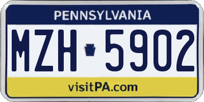PA license plate MZH5902