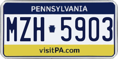 PA license plate MZH5903