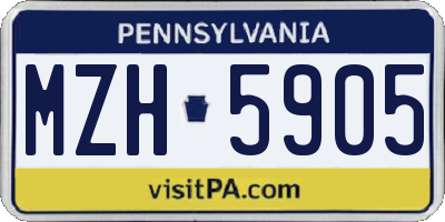 PA license plate MZH5905