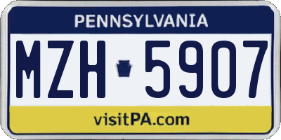 PA license plate MZH5907