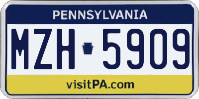 PA license plate MZH5909