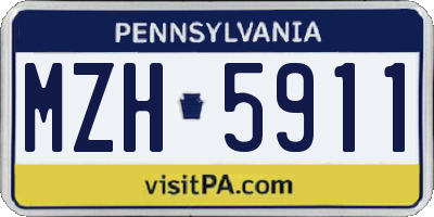 PA license plate MZH5911