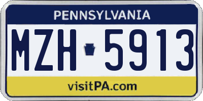 PA license plate MZH5913