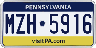 PA license plate MZH5916