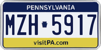 PA license plate MZH5917