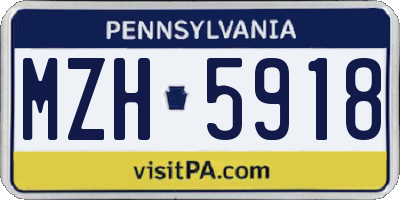 PA license plate MZH5918
