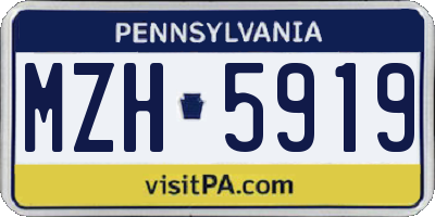 PA license plate MZH5919