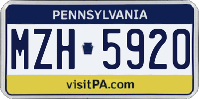 PA license plate MZH5920