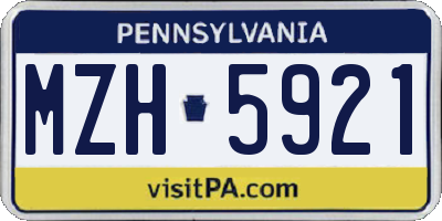 PA license plate MZH5921