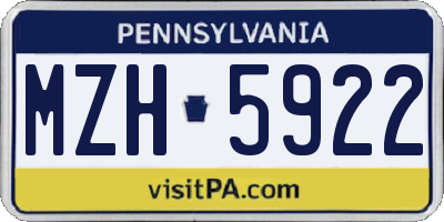 PA license plate MZH5922