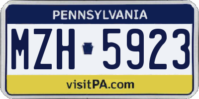 PA license plate MZH5923