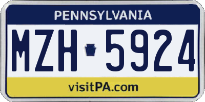 PA license plate MZH5924