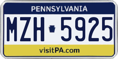 PA license plate MZH5925