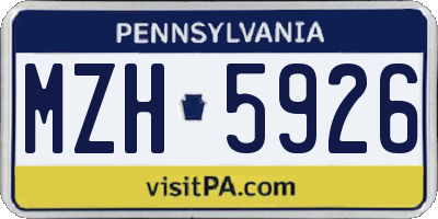 PA license plate MZH5926