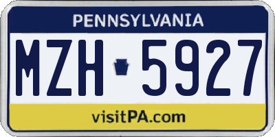 PA license plate MZH5927