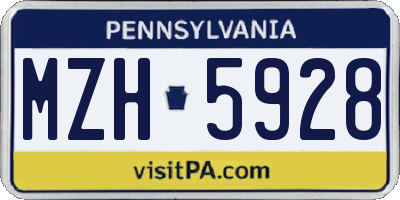 PA license plate MZH5928