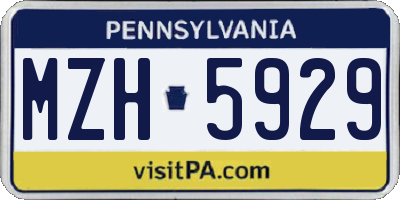 PA license plate MZH5929