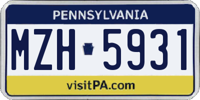 PA license plate MZH5931