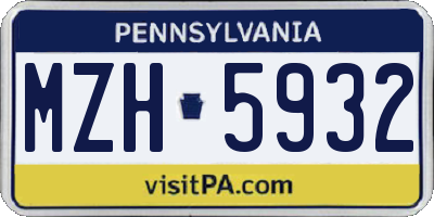 PA license plate MZH5932
