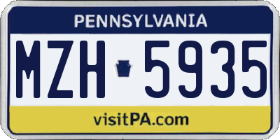 PA license plate MZH5935
