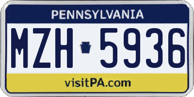 PA license plate MZH5936