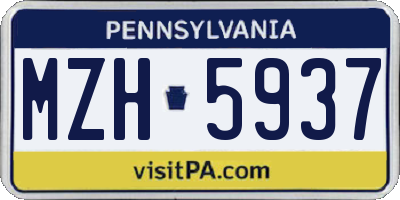PA license plate MZH5937