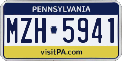 PA license plate MZH5941