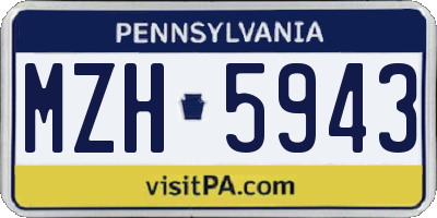 PA license plate MZH5943