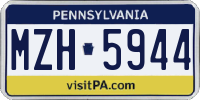 PA license plate MZH5944