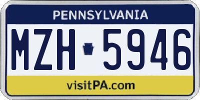 PA license plate MZH5946