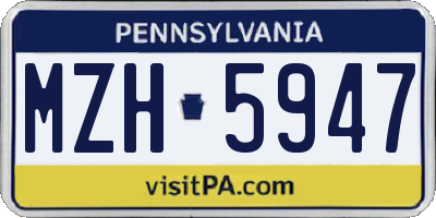 PA license plate MZH5947