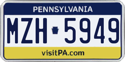 PA license plate MZH5949