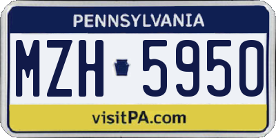 PA license plate MZH5950