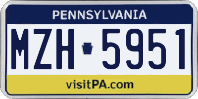 PA license plate MZH5951