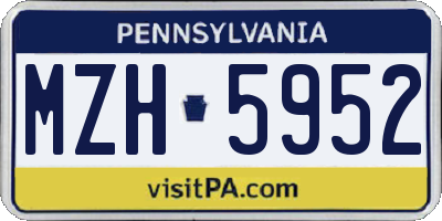 PA license plate MZH5952