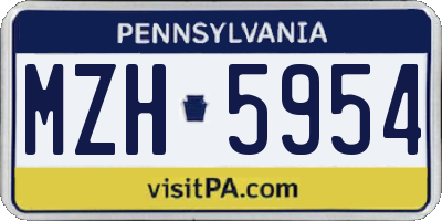 PA license plate MZH5954