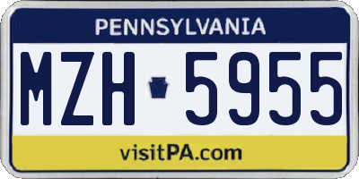PA license plate MZH5955