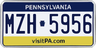 PA license plate MZH5956
