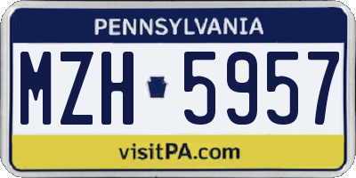 PA license plate MZH5957