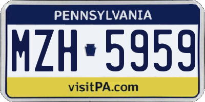 PA license plate MZH5959