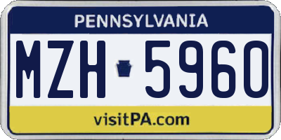 PA license plate MZH5960