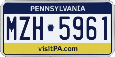 PA license plate MZH5961