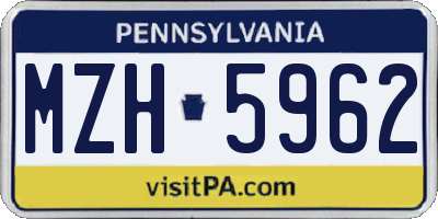 PA license plate MZH5962