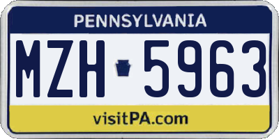 PA license plate MZH5963