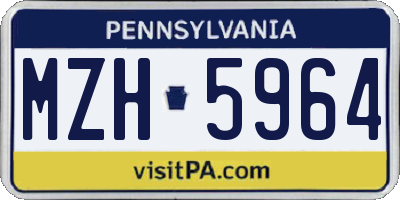 PA license plate MZH5964